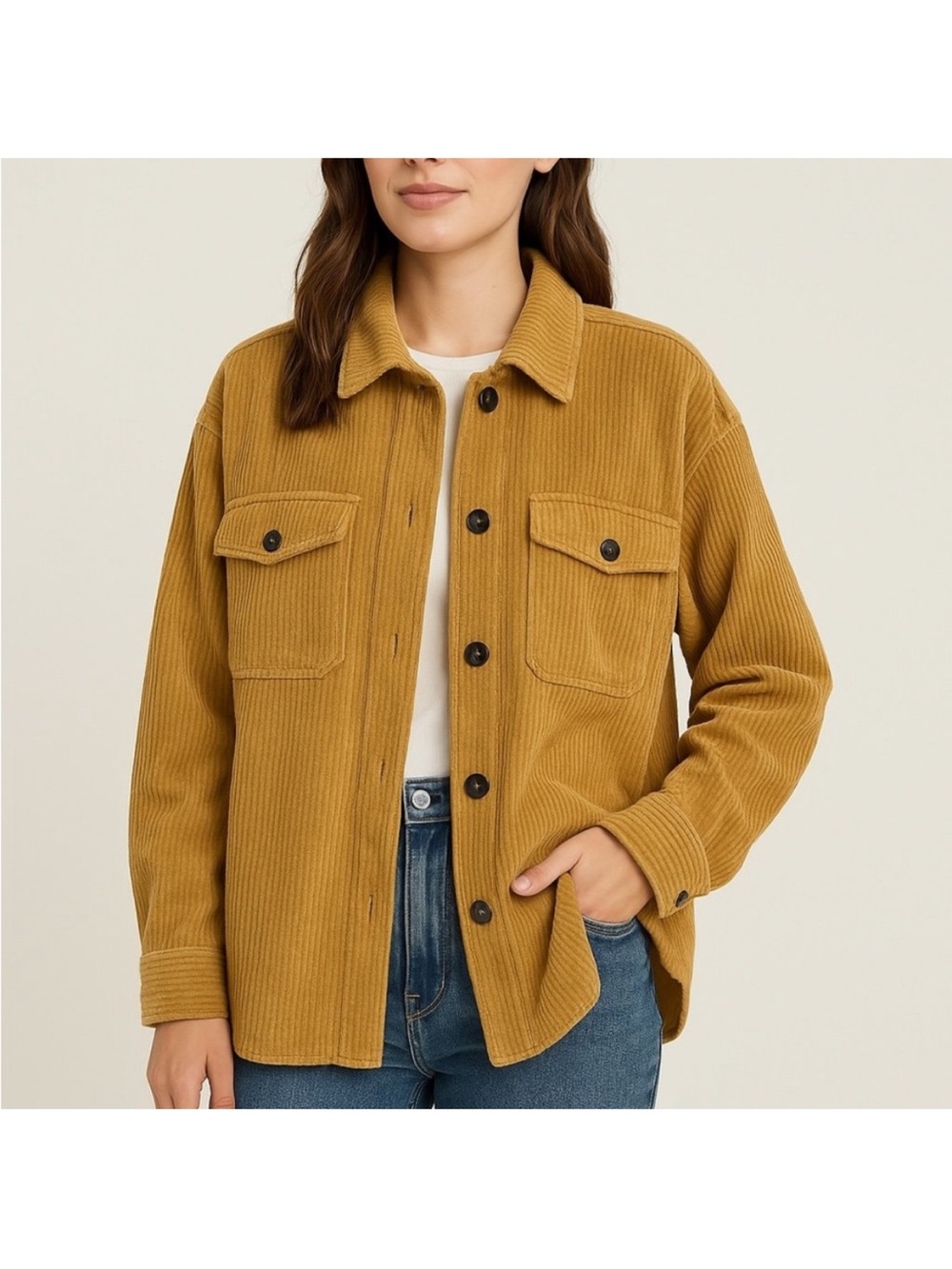Cisono yellow corduroy shacket size S